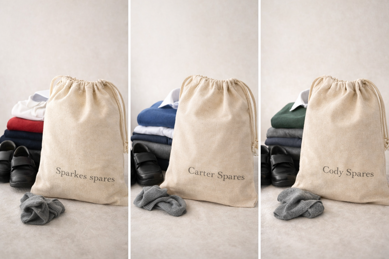 Cotton Essentials bag, Neutral drawstring storage for everyday, personalised to your lifestyle BySparkes