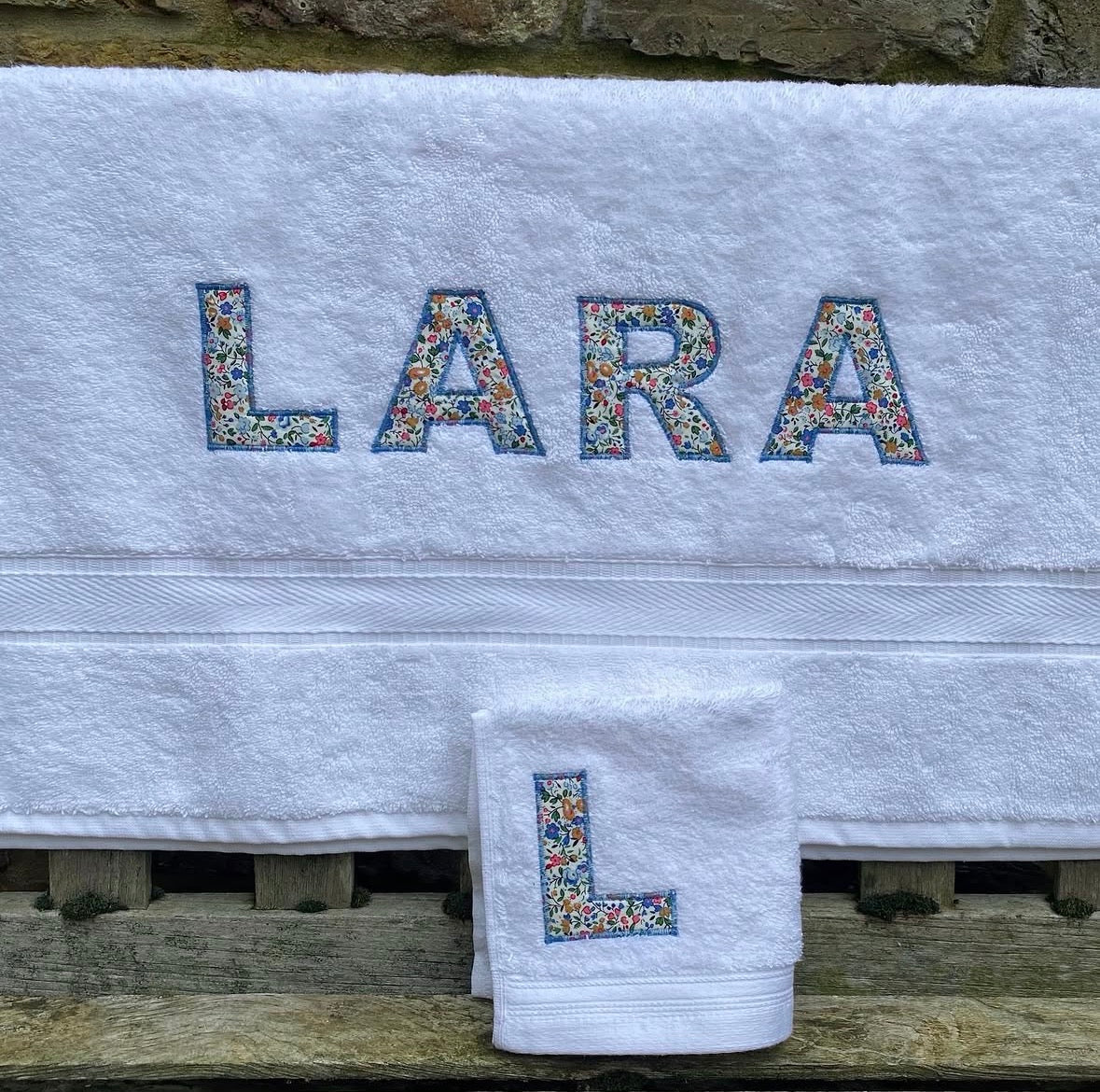 Goodwin &amp; Burgess produce beautifully hand sewn personalised embroidered lettering onto luxurious flannels