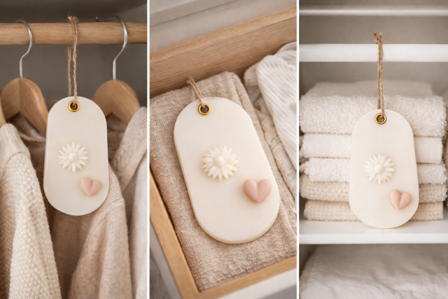 Scented Soy Wax Tag | Hanging Wax Melt for Wardrobe, Drawer & Linen Cupboard | Floral Wax Sachet | Handmade Gift