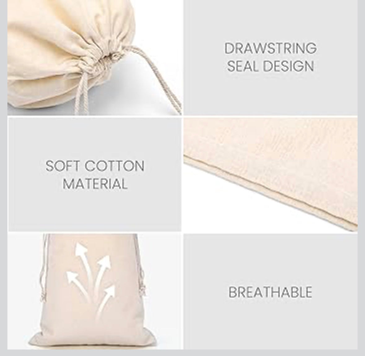 Cotton Essentials bag, Neutral drawstring storage for everyday, personalised to your lifestyle BySparkes