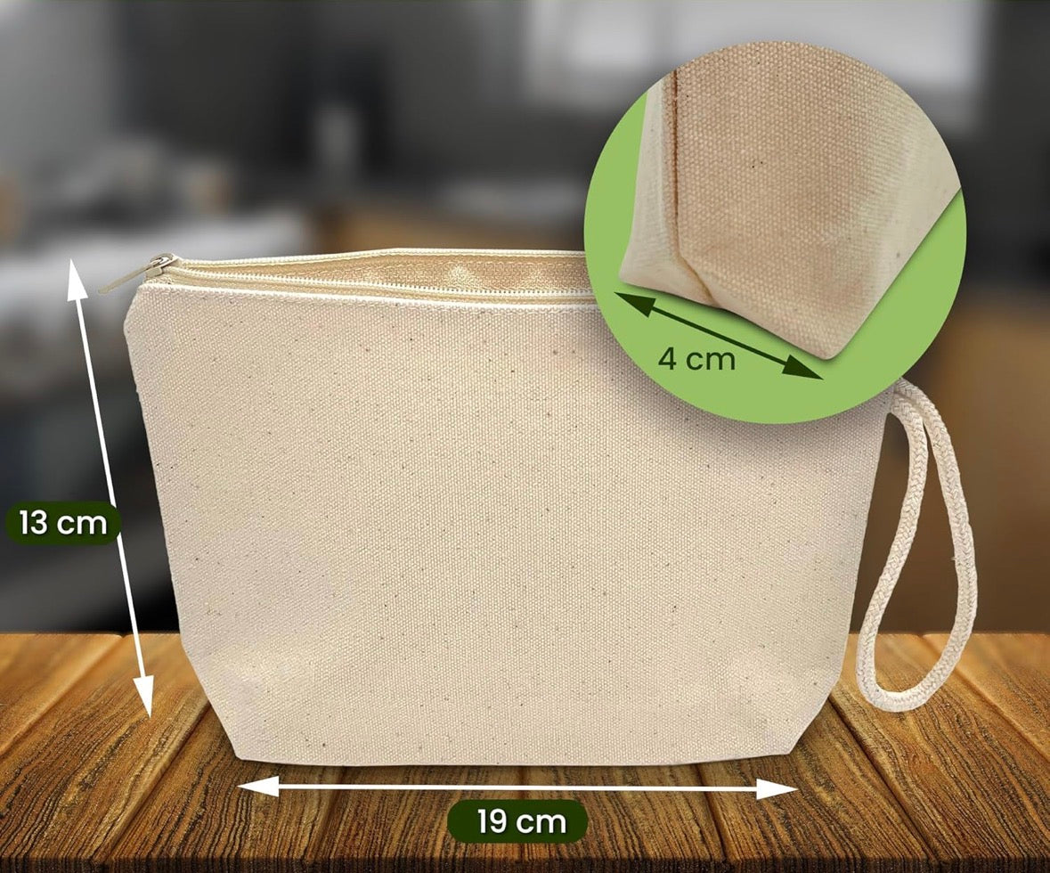 Cotton Canvas Zip Pouch, Everyday Essentials Bag