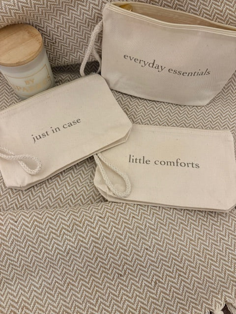 Cotton Canvas Zip Pouch, Everyday Essentials Bag
