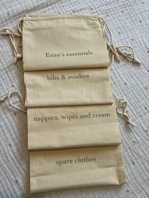 Cotton Essentials bag, Neutral drawstring storage for everyday, personalised to your lifestyle BySparkes