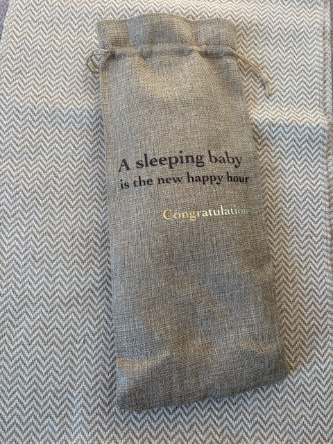 New Baby Gift Bundle | Burlap Wine Holder, Cotton Storage Bags & Keepsake Notebook