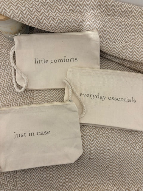 Cotton Canvas Zip Pouch, Everyday Essentials Bag